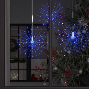 Lămpi cu artificii de Crăciun, 2 buc., 280 LED, albastru, 20 cm