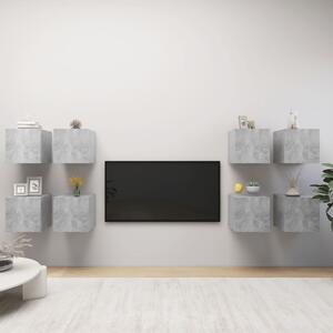 Dulapuri TV cu montaj pe perete, 8 buc., gri beton, 30,5x30x30 cm