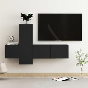 Set dulapuri TV, 3 buc., negru, lemn prelucrat