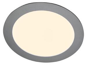 Heitronic Panou încastrat cu LED Justus, Ø 14,5 cm, argintiu, IP44, reglabil, Metalic, Baie, Metal, Modern, Corpuri de iluminat încastrate rotunde
