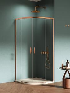 New Trendy Prime Copper Brushed cabină de duș 90x90 cm semicircular cupru periat/sticlă transparentă K-3591