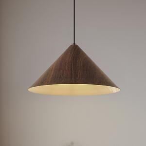 Lindby Lampă suspendată Clarine, nuc, Ø 50 cm, metal, reglabil, Lemn, Camera de zi / sufragerie, Metal, Modern