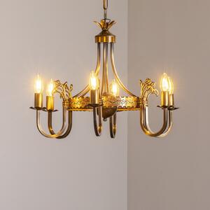 Jupiter Candelabru Castle, patinat deschis, Ø 62 cm, metal, 6 becuri., reglabil, Bronz / Alamă Veche, Camera de zi / sufragerie, Metal, Antichitate