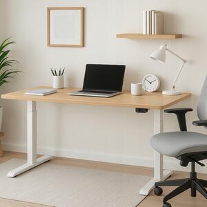 Masă electrică reglabilă pe înălțime 72 - 117 cm - alder, alb Lățime: 60 cm | Lungime: 140 cm
