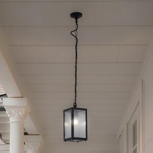 Lindby Lampa suspendată pentru exterior Bolgar, negru, metal, sticlă, reglabil, Negru, Metal, Modern