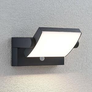 Lindby Lampă LED pentru exterior Sherin, antracit, senzor, IP54, Negru, Aluminiu, Modern