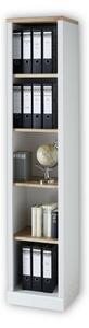 Biblioteca JASMIN, alb/stejar artisan, PAL, 43x38x204 cm