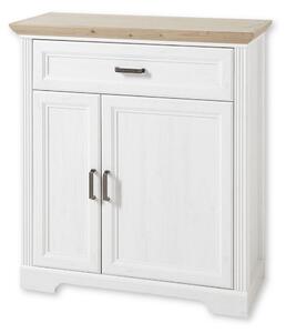 Comoda JASMIN, alb/stejar artisan, PAL, cu 2 usi si un sertar, 93x41x102 cm