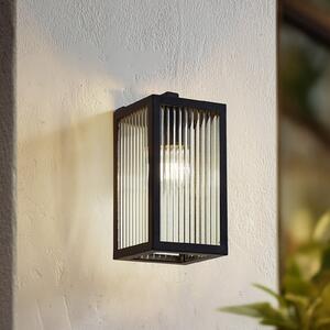 Lindby Aplică pentru exterior Bolgar, negru, metal, sticlă, 15cm, reglabil, Negru, Metal, Modern