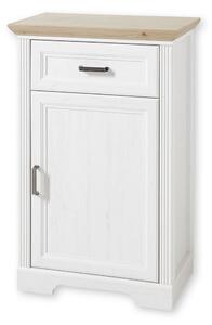 Comoda JASMIN, alb/stejar artisan, PAL, cu o usa si un sertar, 65x41x102 cm