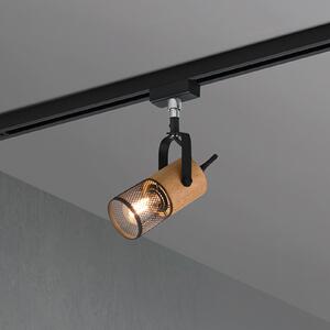 Trio Lighting Spot Tosh pentru DUOline, negru mat, detaliu din lemn, reglabil, Negru, Camera de zi / sufragerie, Metal, Modern