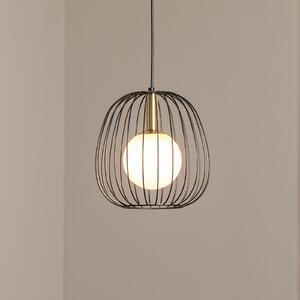 SIGMA Lampă suspendată Bell S, Ø 24 cm, 1 bec, negru/auriu/alb, reglabil, Negru, Camera de zi / sufragerie, Metal, Modern