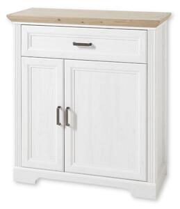 Comoda JASMIN, alb/stejar artisan, PAL, cu 2 usi si un sertar, 93x41x1