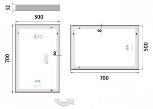 NIMCO ZP 13001VX - Oglindă LED pentru baie cu iluminare din spate, 3000-6500K, 70x50 cm, IP44