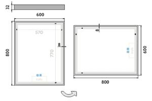 NIMCO ZP 13002VX - Oglindă LED retroiluminată pentru baie 3000-6500K, 80 x 60 cm, IP44