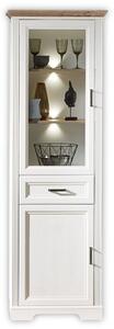Vitrina JASMIN, alb/stejar artisan, PAL/sticla, cu iluminare LED, 66x4