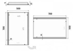 NIMCO ZP 11001 - Oglindă LED de baie cu iluminare de fundal, 6500K, 70 x 50 cm, IP44