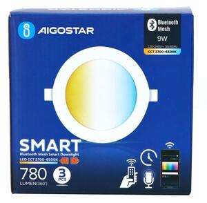 SET 3x corp de iluminat LED dimabil încastrat Aigostar MESH 9W/230V 2700K-6500K d. 14,5 cm
