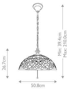 Elstead QZ-KAMI-P - Candelabru Tiffany KAMI cu lanț, 3xE27/60W/230V