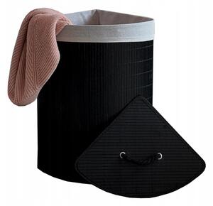 Corner bambus coș de rufe cu capac 60L Negru