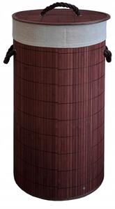 Coș de rufe rotund din bambus - 60 l Maro