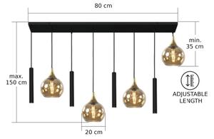 Lustră pe cablu CALYPSO 4xGU10/60W/230V + 4xE27/60W negru/auriu