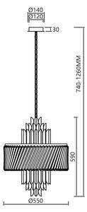 Lustră pe lanț MARGOT 9xE14/40W/230V d. 55 cm auriu