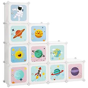 Set 10 cuburi din plastic pentru depozitare, Songmics, Alb-Negru, 123x31x123 cm