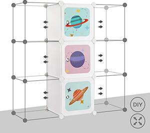 Set 10 cuburi din plastic pentru depozitare, Songmics, Alb-Negru, 123x31x123 cm