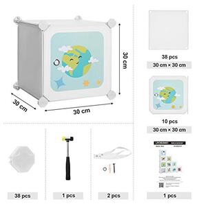 Set 10 cuburi din plastic pentru depozitare, Songmics, Alb-Negru, 123x31x123 cm