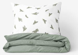 Goldea lenjerie de pat din 100% bumbac duo - miros de brad cu verde salvie 200 x 220 și 2buc 50 x 70 cm