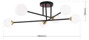 Lustră aplicată Orion DL 7-786/6 SNOWWHITE 6xG9/20W/230V d. 84 cm negru/auriu