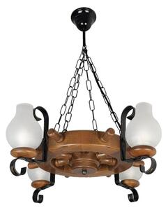 Brilagi - Candelabru pe lanț TIMONA 4xE14/40W/230V diam. 50 cm fag/nuc
