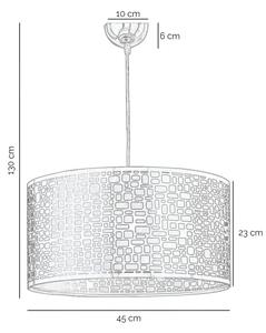 Lustră pe cablu ONLI BRUCE 1xE27/15W/230V d. 45 cm crom mat