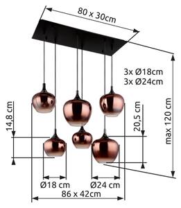 Globo 15548-6HG - Lustru suspendat MAXY pe cablu, 6xE27/40W/230V, finisaj cupru