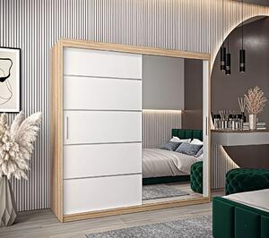 Dressing Sebastian, 180x60x200cm, cu oglinda, Stejar Sonoma Alb, Pal 18 mm