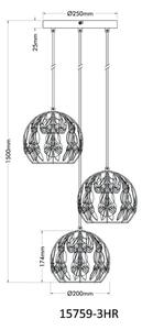 Lustră pe cablu Globo 15759-3HR MIKA 3xE27/40W/230V d. 41 cm