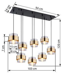 Lustră pe cablu Globo 15560-8H MILLEY 8xE27/60W/230V