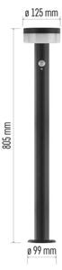 Lampă LED solară cu senzor LED/2W/3,7V 1200 mAh IP44 80 cm