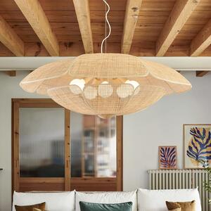 MARKET SET Lampă suspendată Coquillage, 110 cm, ratan natural, reglabil, Lemn, Camera de zi / sufragerie, Lemn, Design