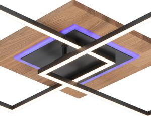 Elobra Plafonieră LED Panama M Plus, stejar/negru, lungime 61 cm, reglabil, Lemn, Camera de zi / sufragerie, Lemn, Modern