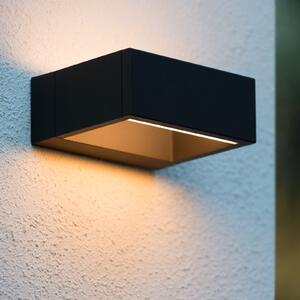 Lucide Goa - lampă de perete unghiulară cu LED în negru, pentru exterior, Negru, Metal, Modern, Perete unghiular