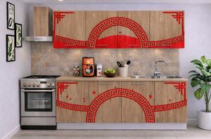 Bucatarie Verona 200 cm Sonoma Ornament Rosu