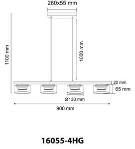 Lustră LED pe cablu Globo 16055-4HG HIGGINS 4xGX53/6W/230V fumuriu/maro