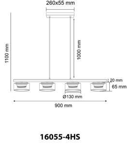Lustră LED pe cablu Globo 16055-4HS HIGGINS 4xGX53/6W/230V fumuriu/negru