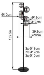 Lampadar LED Globo 56133-6S RIHA 6xG9/3,5W/230V fumuriu/negru