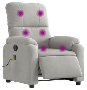 Fotoliu de masaj rabatabil electric, gri deschis, microfibră