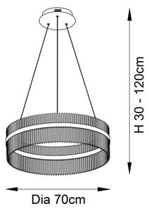Lustră LED dimabilă pe cablu Endon 81908 ADRIEL LED/58W/230V 3000K auriu