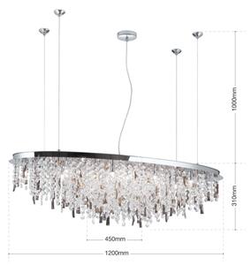 Lustră de cristal pe cablu Orion CRYSTALRIVER 21xG9/40W/230V crom lucios