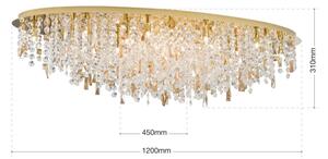 Plafonieră de cristal Orion CRYSTALRIVER 21xG9/40W/230V auriu